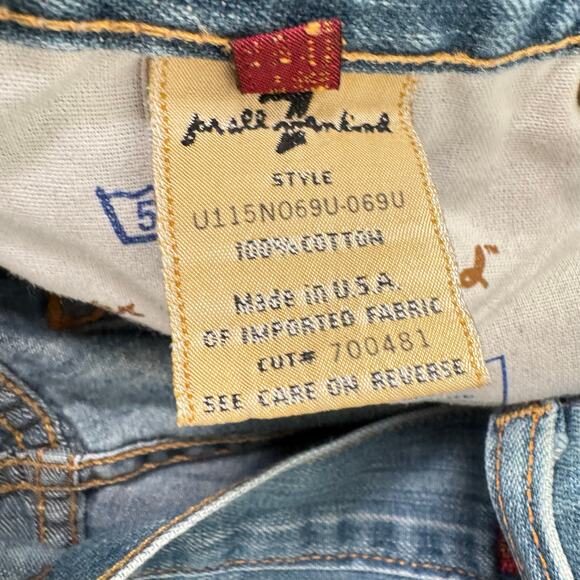 7 For All Mankind Dojo Flared Jeans Medium Wash Blue Low Rise Cotton Retro Sz 26 - Picture 9 of 12